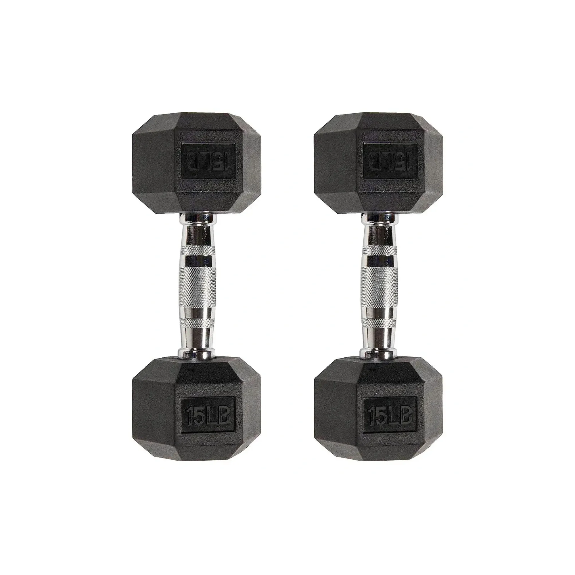15LB Six-sided Rubber Coated Hex Dumbbell
