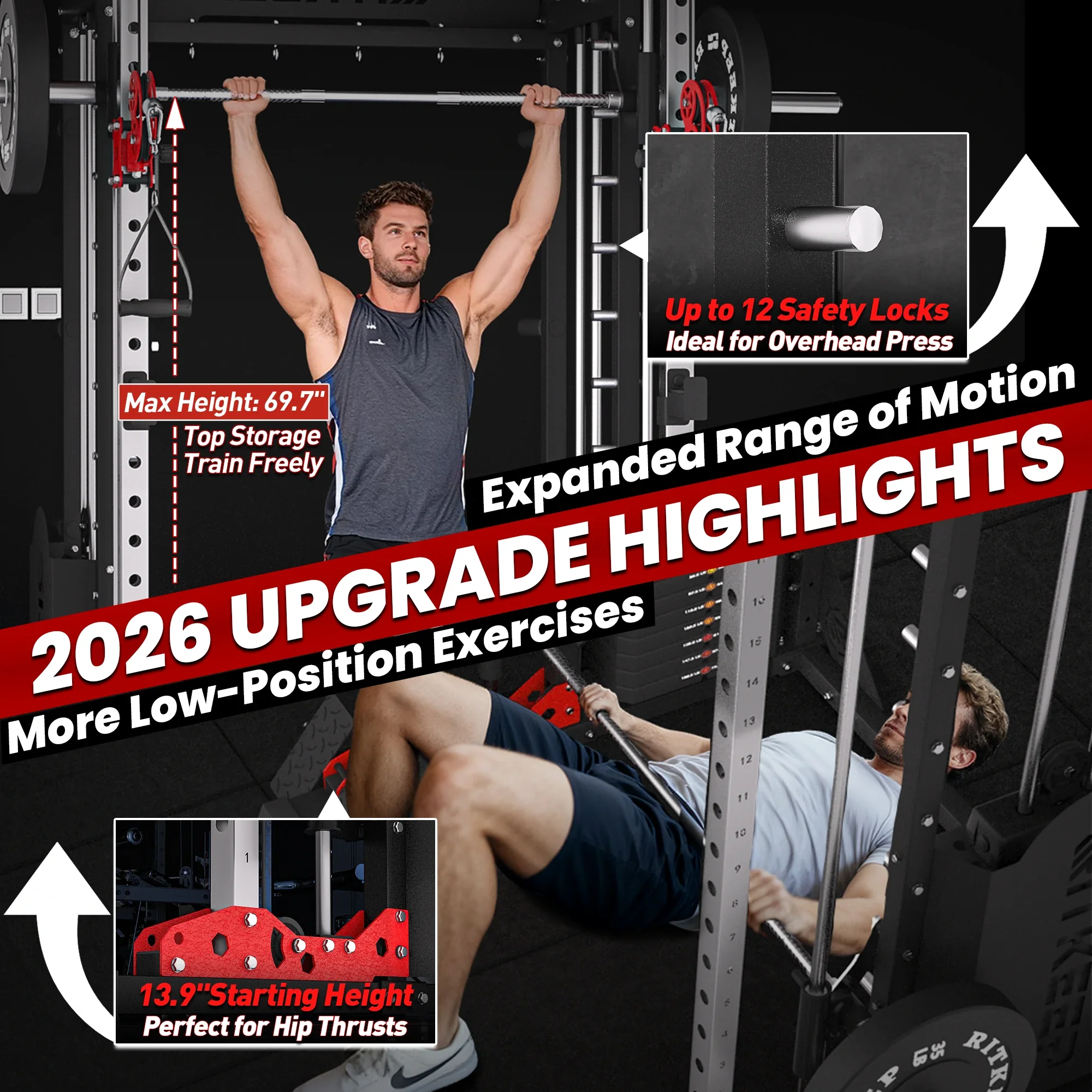 PMAX 5600 Home Gym Smith Machine - Integrated Weight System - Image 34