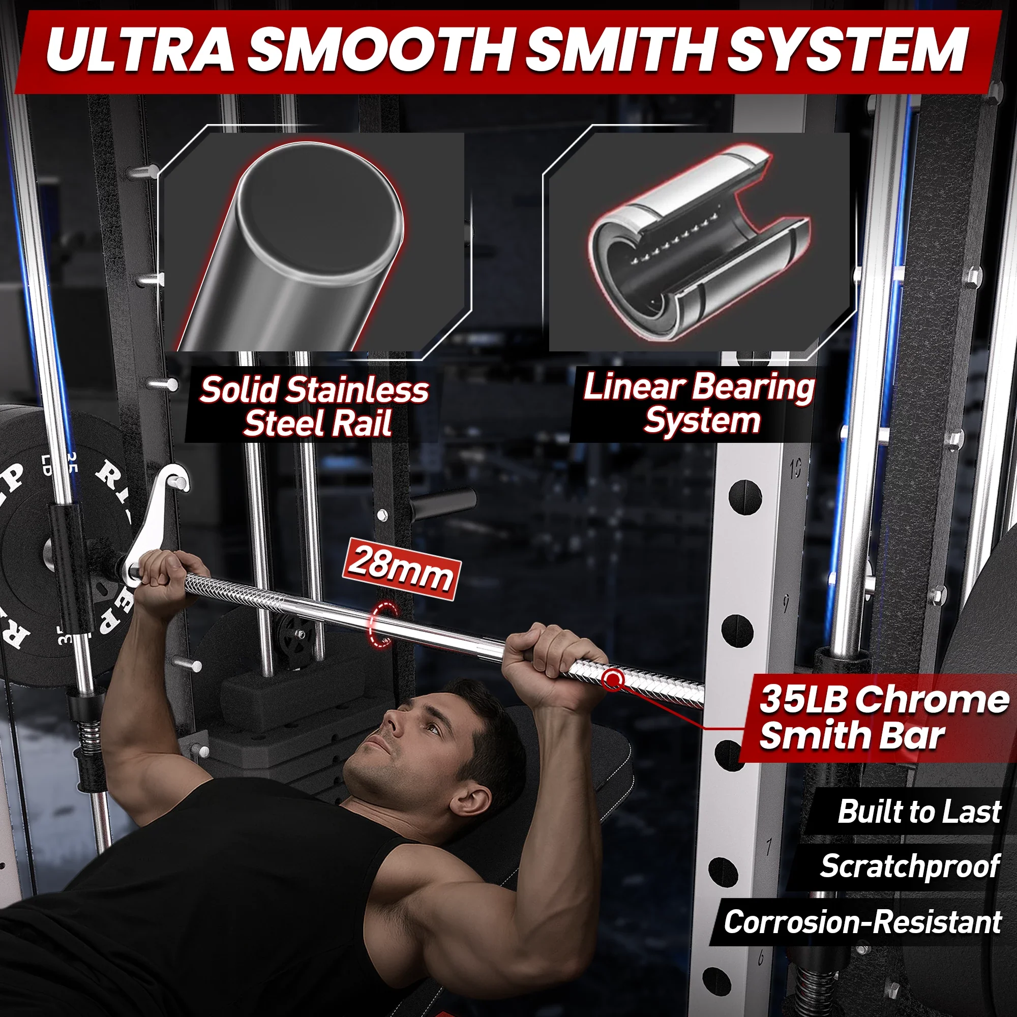 PMAX 5600 Home Gym Smith Machine - Integrated Weight System - Image 38