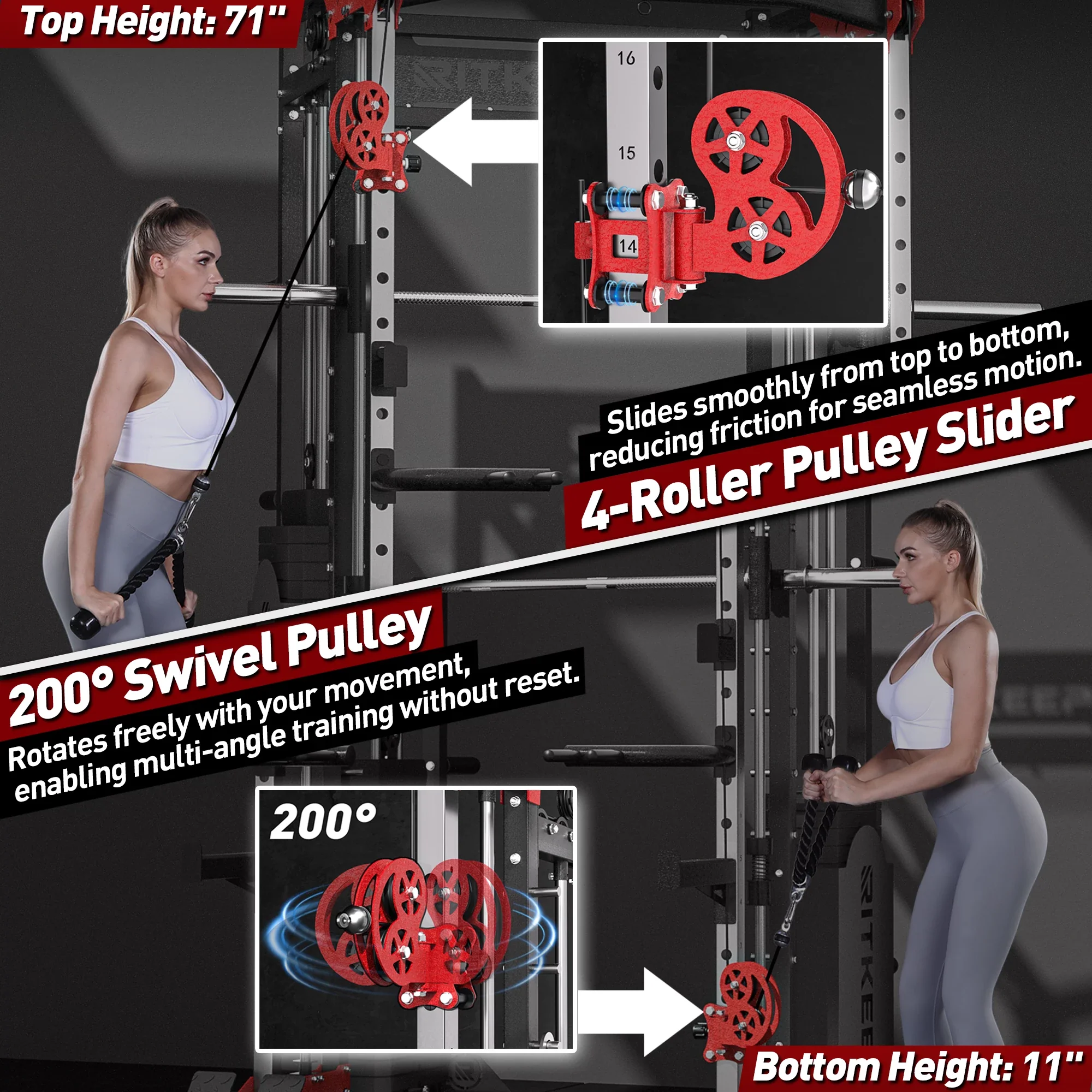 PMAX 5600 Home Gym Smith Machine - Integrated Weight System - Image 41