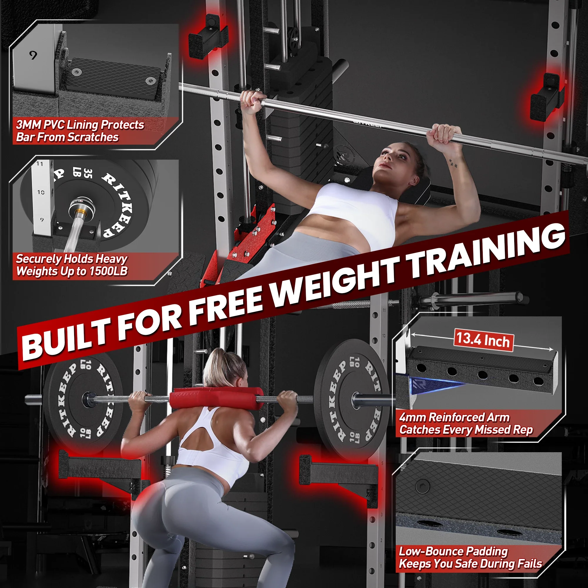 PMAX 5600 Home Gym Smith Machine - Integrated Weight System - Image 43