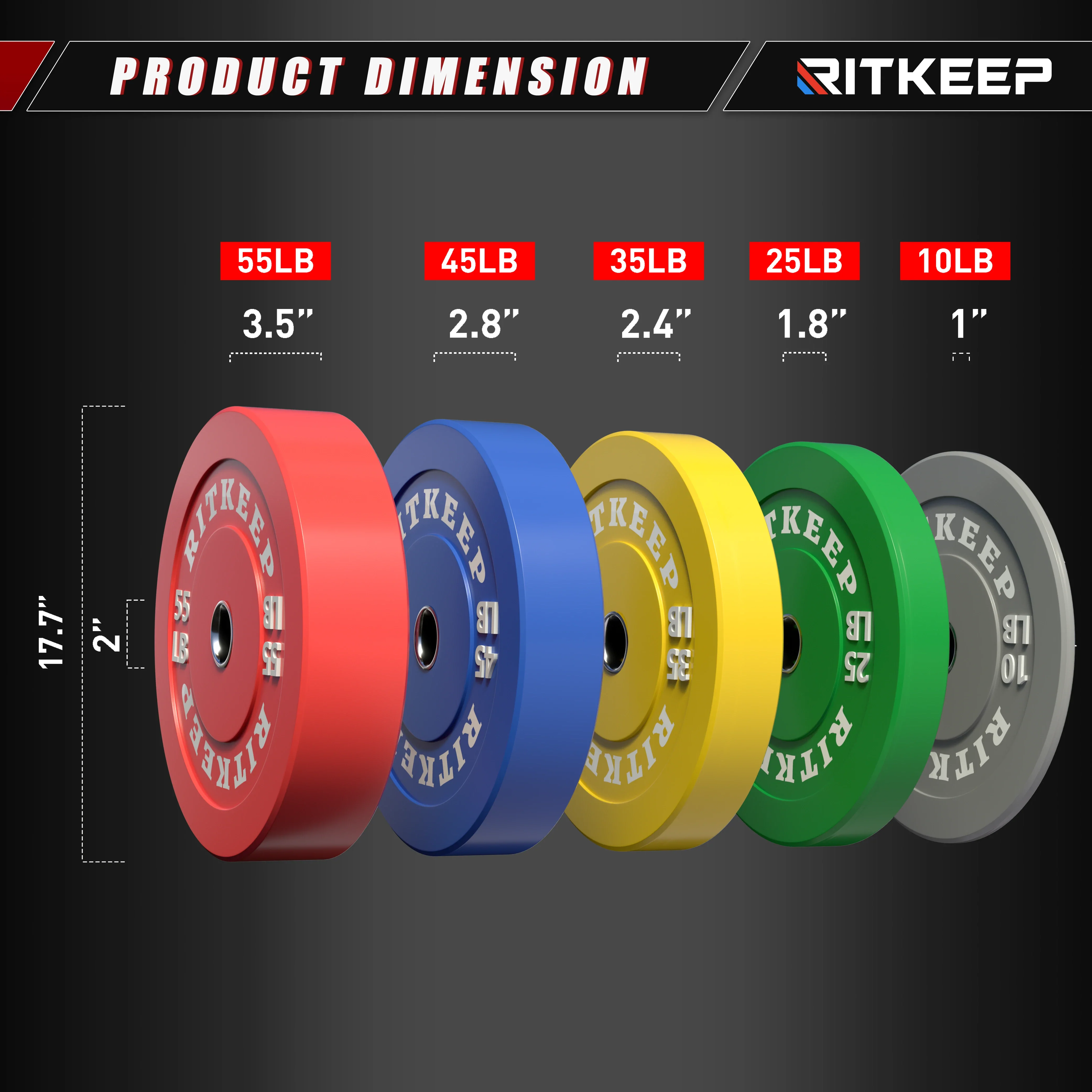2" Olympic Low Bounce Color Rubber Bumper Weight Plates - Image 14