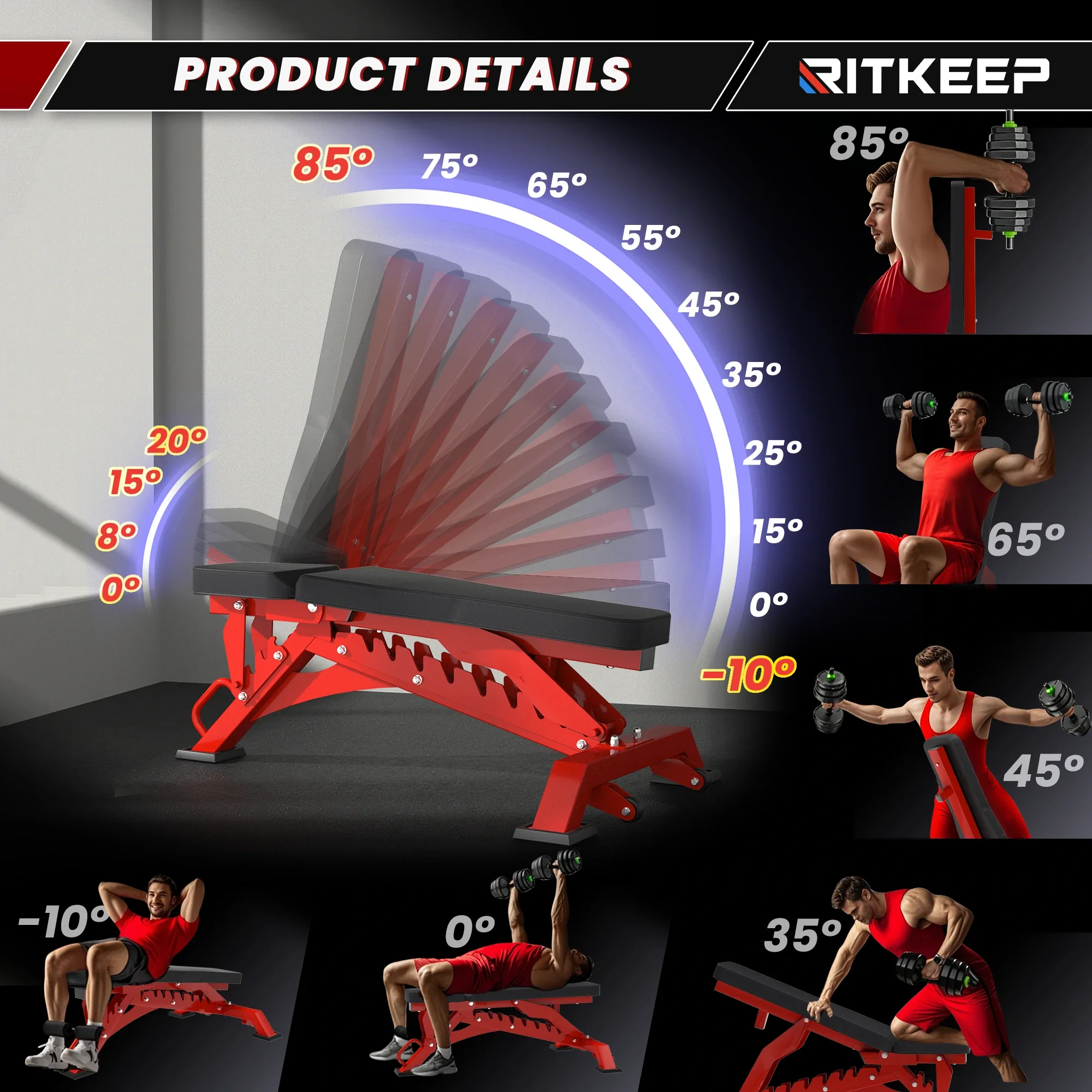 Adjustable Dumbbell (65 LB / 95 LB) with Weight Bench Package - Image 7