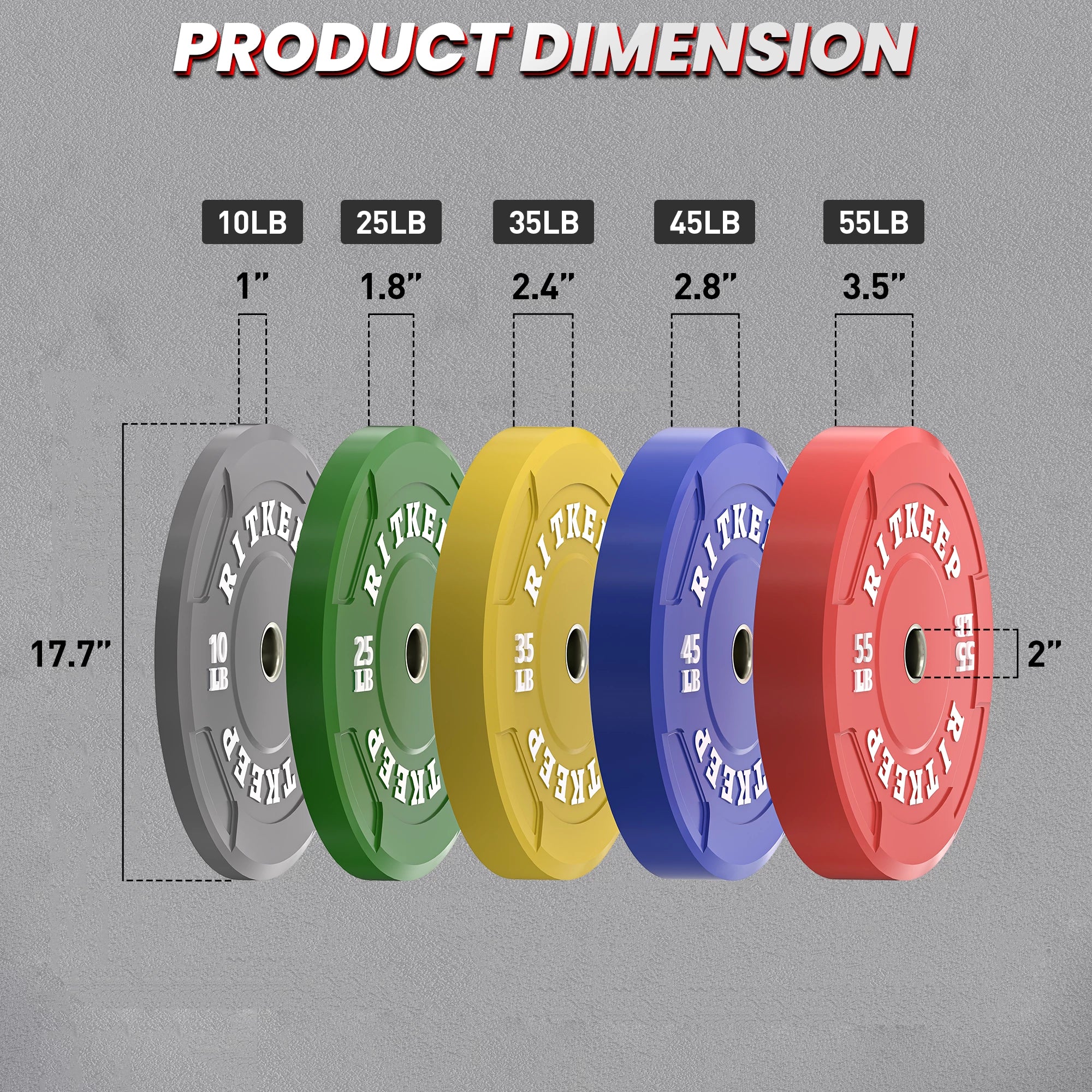 2" Olympic EZ Grip Low Bounce Color Bumper Plates - Image 14