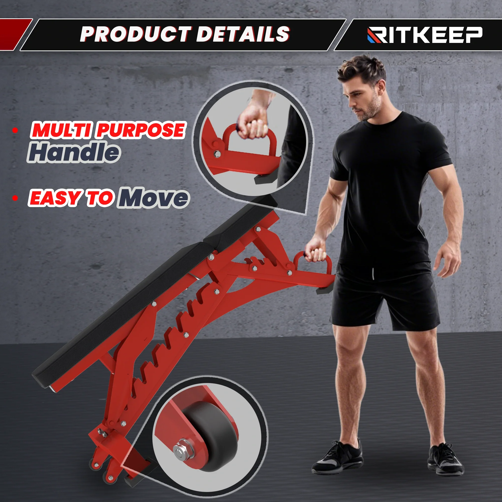 RAB-3000 Adjustable Heavy Duty Incline Weight Bench - Image 10