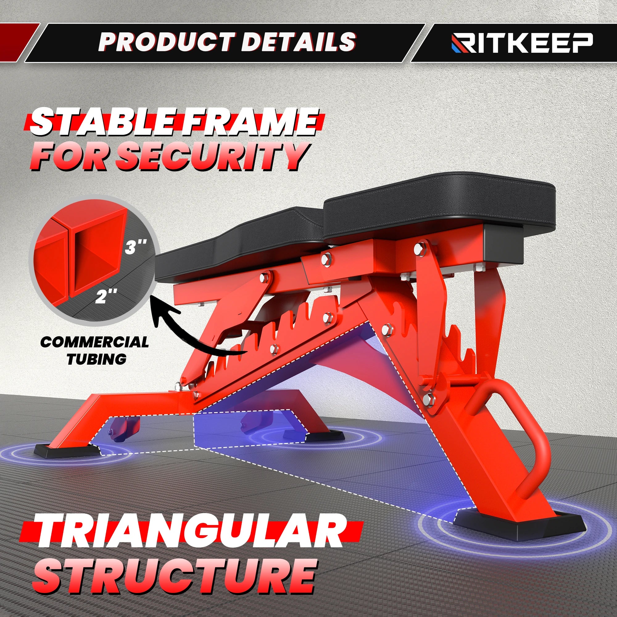 RAB-3000 Adjustable Heavy Duty Incline Weight Bench - Image 8