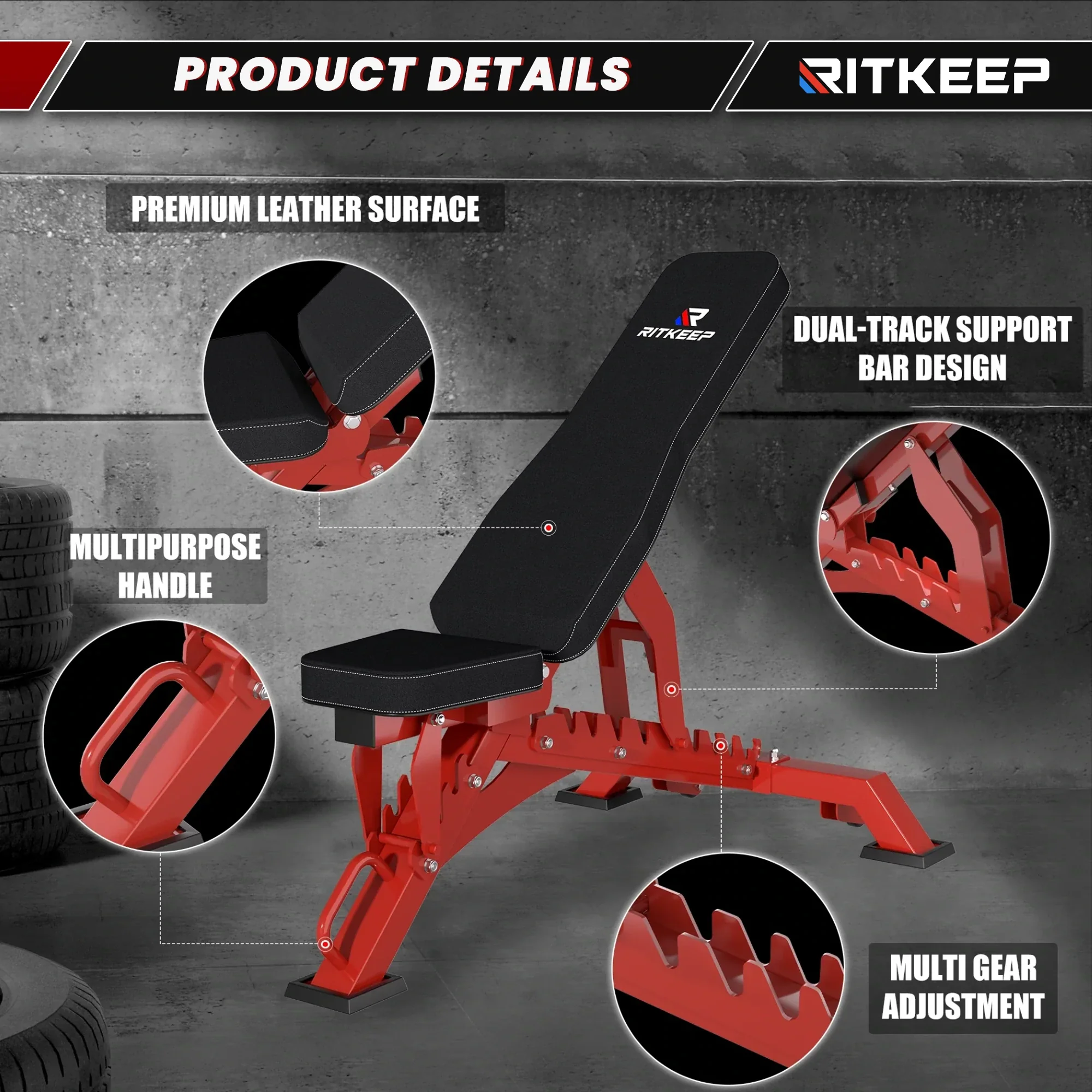 RAB-3000 Adjustable Heavy Duty Incline Weight Bench - Image 9