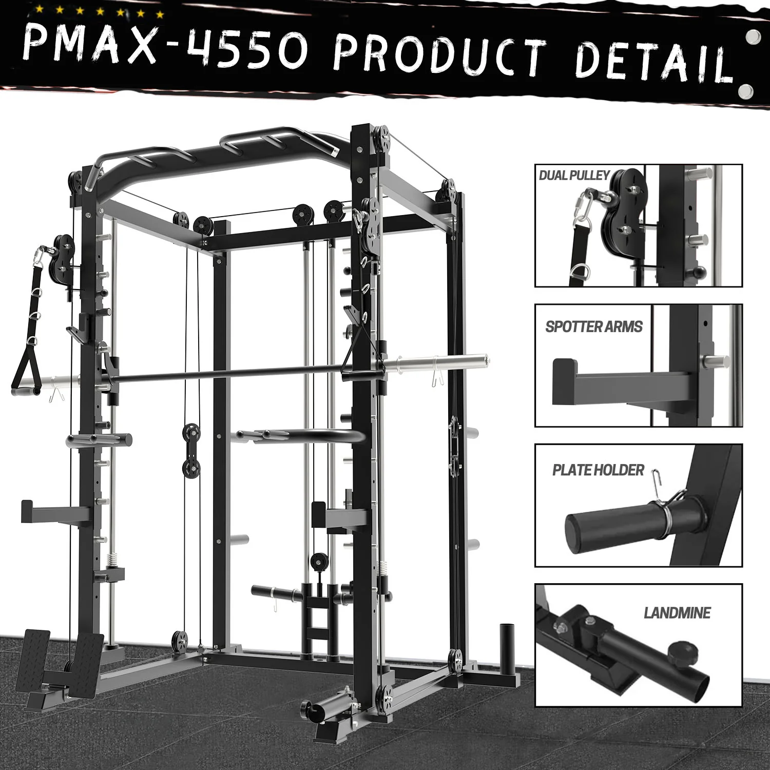 PMAX-4550 Multi Functional Trainer Smith Machine Training System - Image 4