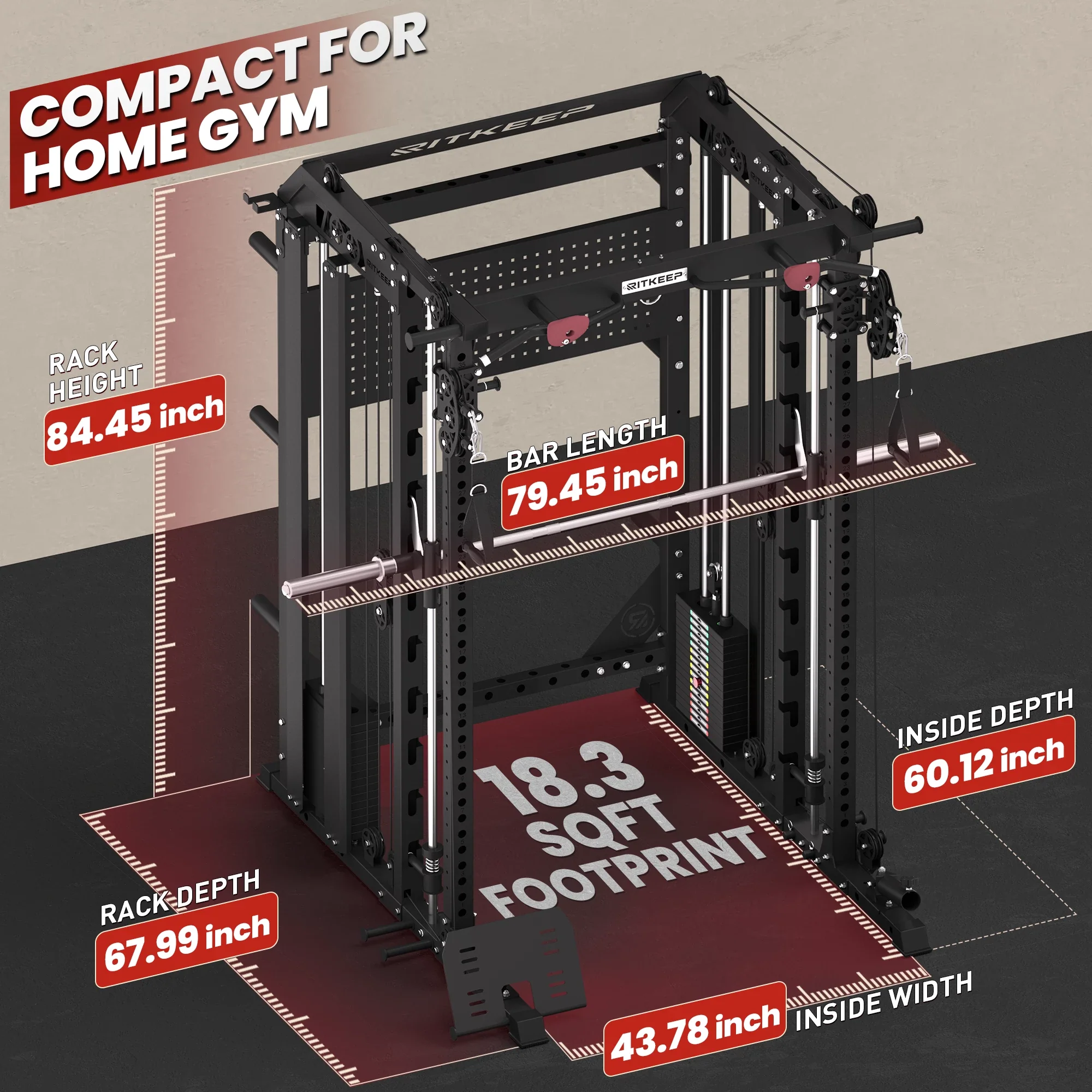 RitKeep Nimitz N1 Counterbalanced All-in-One Smith Machine Package - Image 25