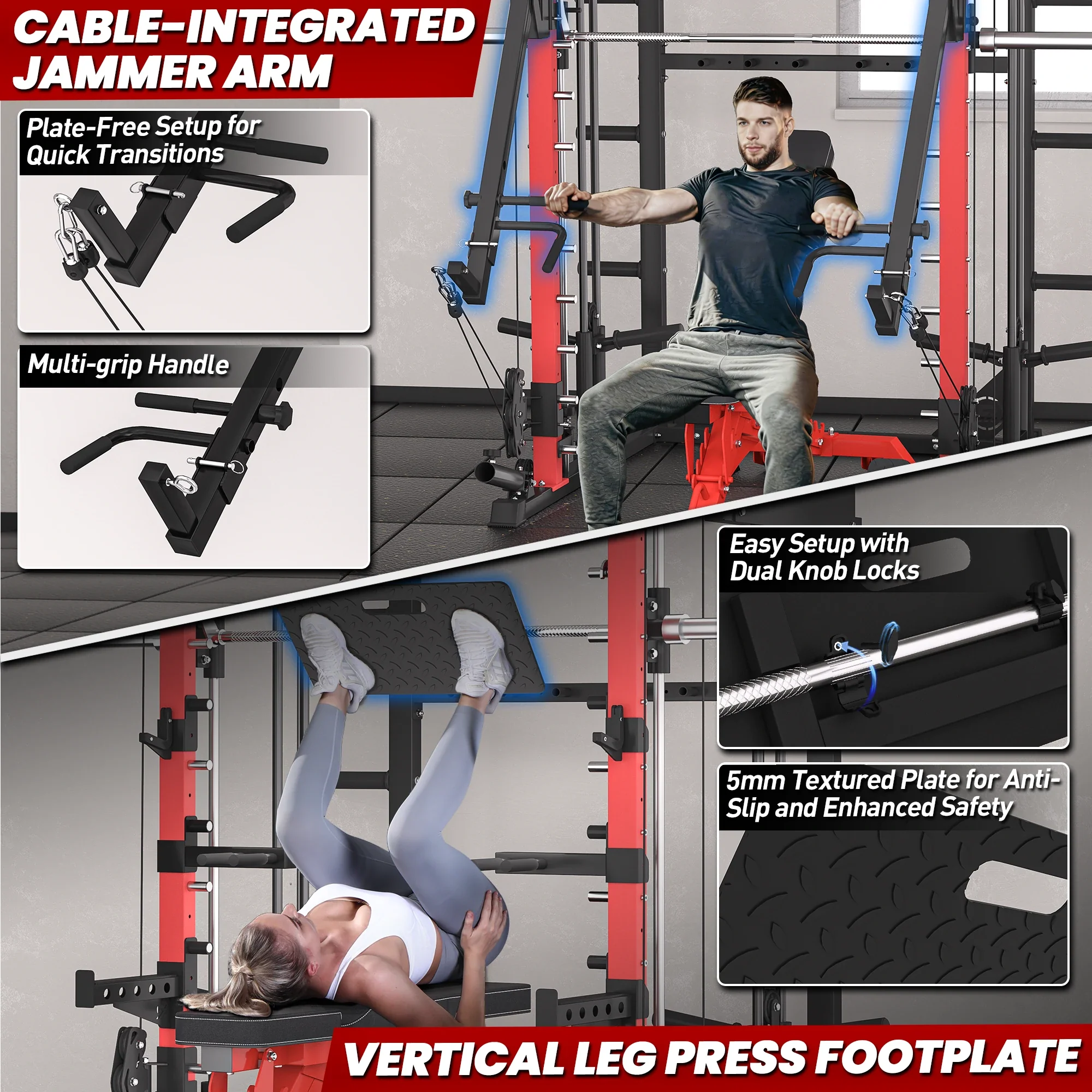 PMAX 4750 Dual Plate Loaded Multi Functional Smith Machine - Image 26