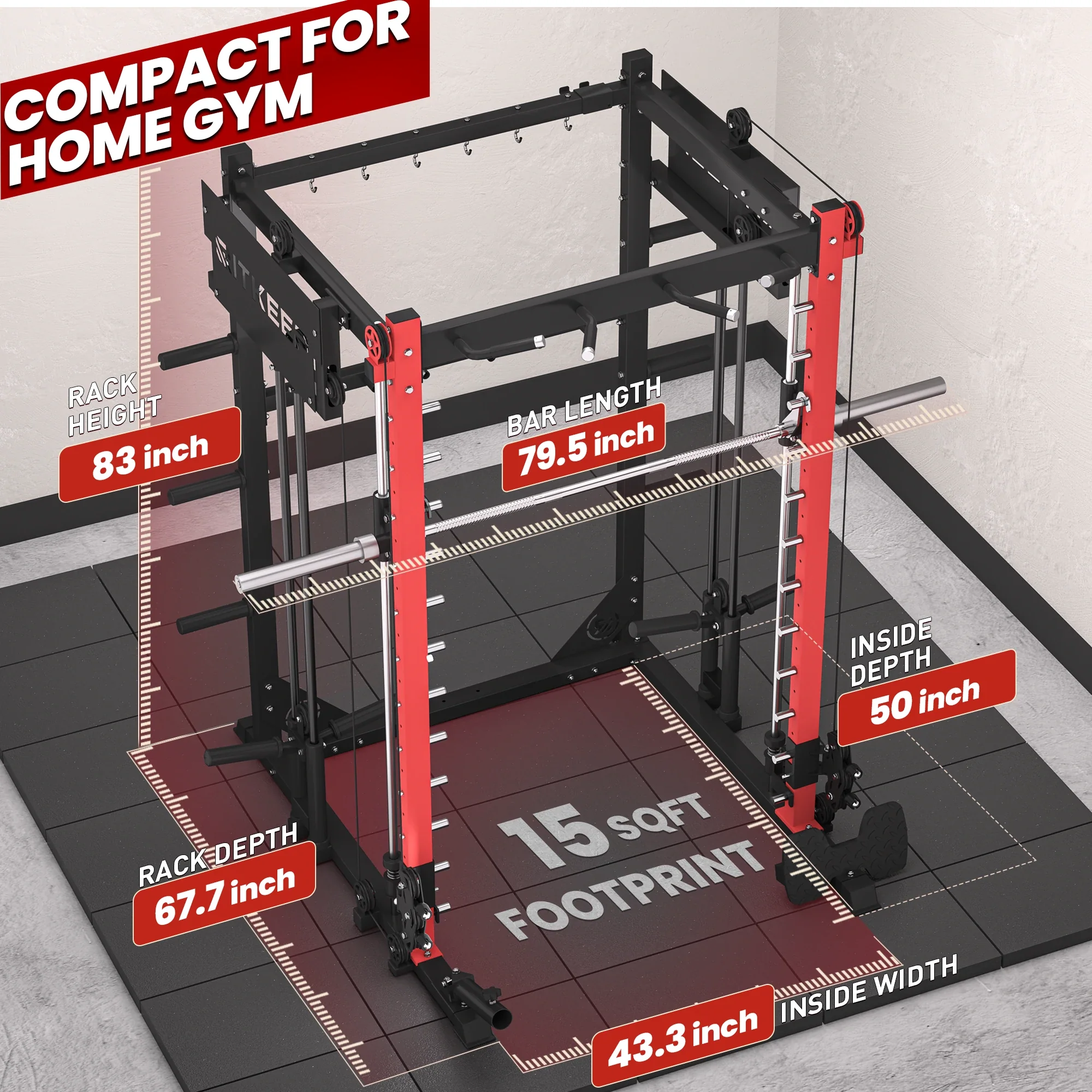 PMAX 4750 Dual Plate Loaded Multi Functional Smith Machine - Image 31