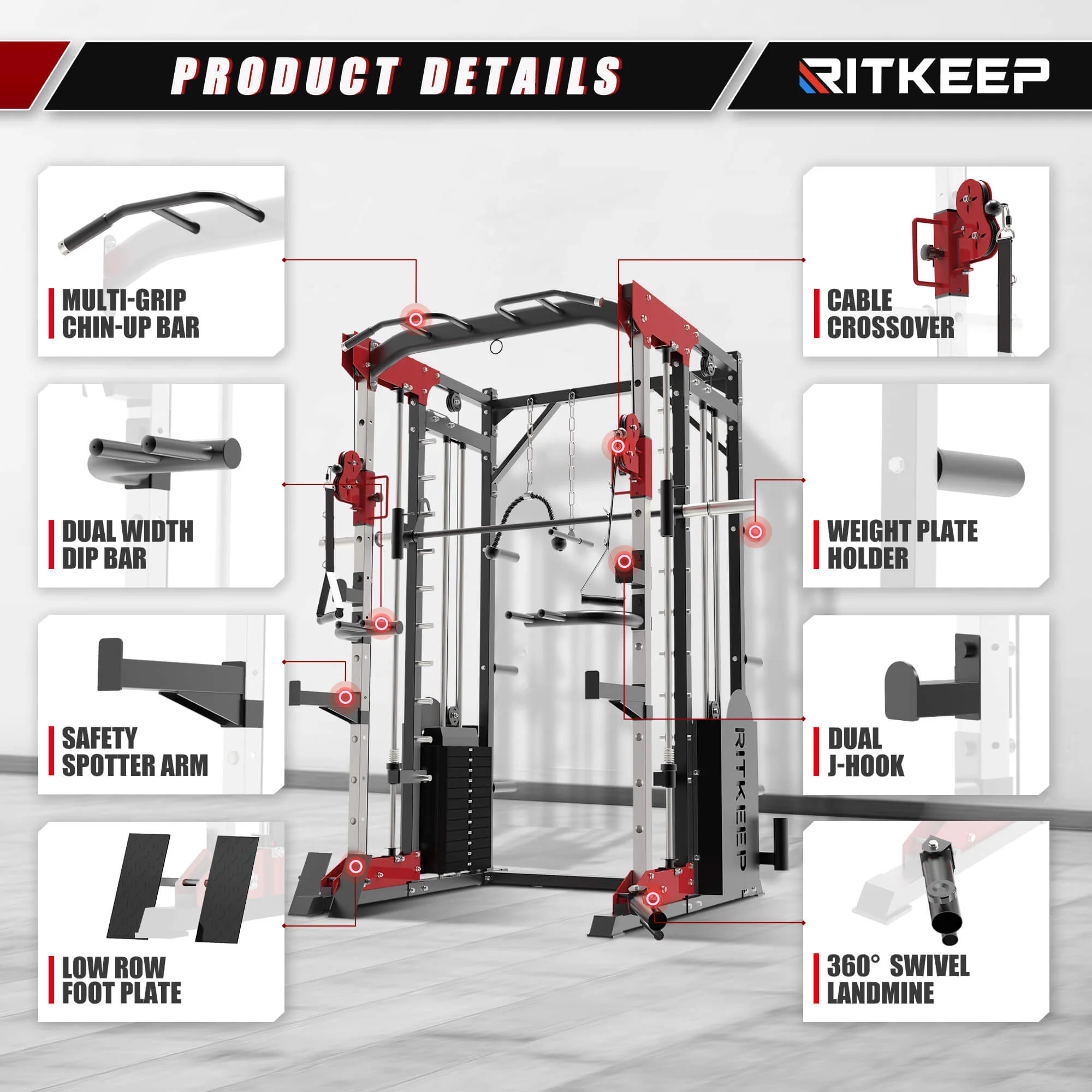 PMAX 5600 Smith Exercise Machine Trainer Pro Complete Home Gym Package - Image 38