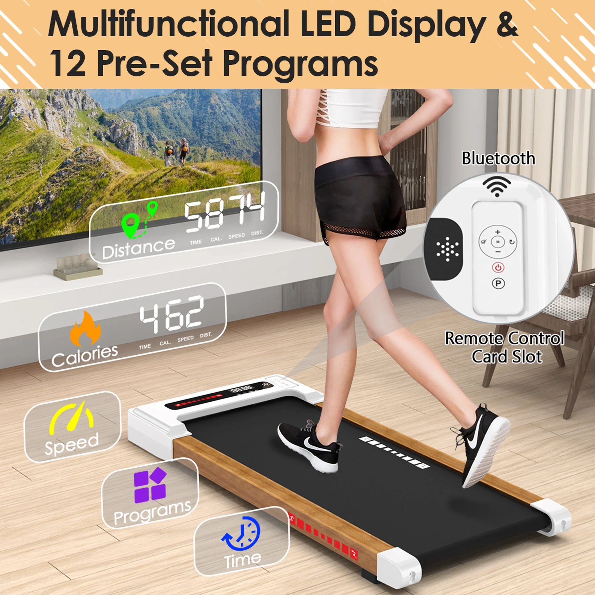 Q20 Walking Pad Treadmill for Home with Shock Absorbing & Remote Control - Image 7