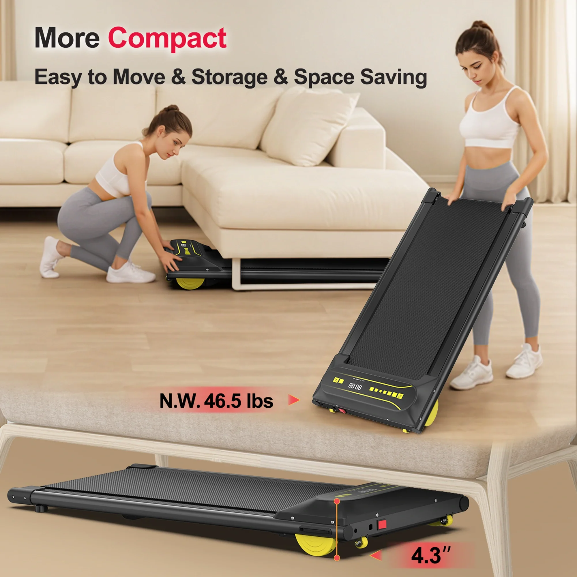 Q22 2-IN-1 Under Desk Treadmill with Dual Shock Absorbing & Remote Control - Image 10