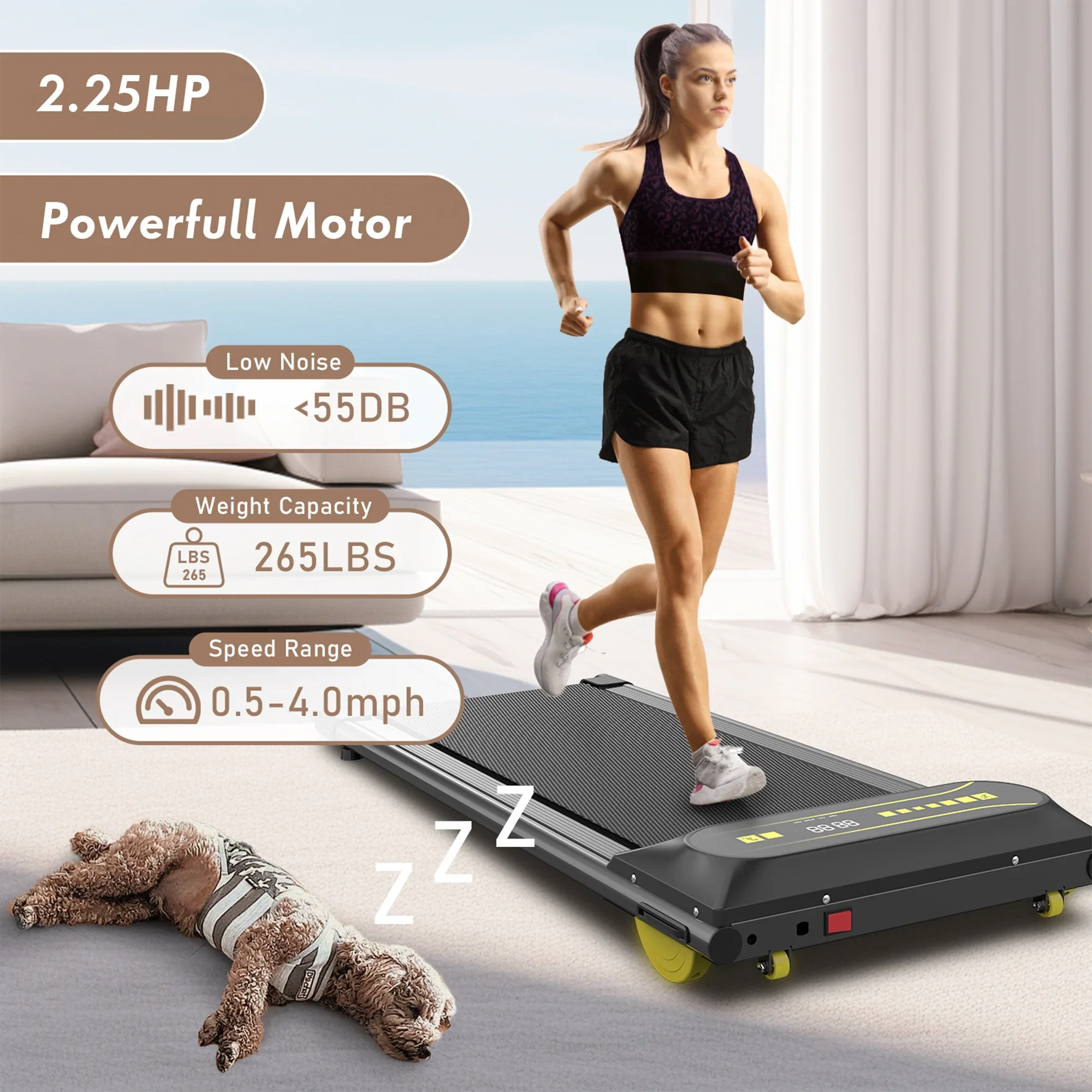Q22 2-IN-1 Under Desk Treadmill with Dual Shock Absorbing & Remote Control - Image 8