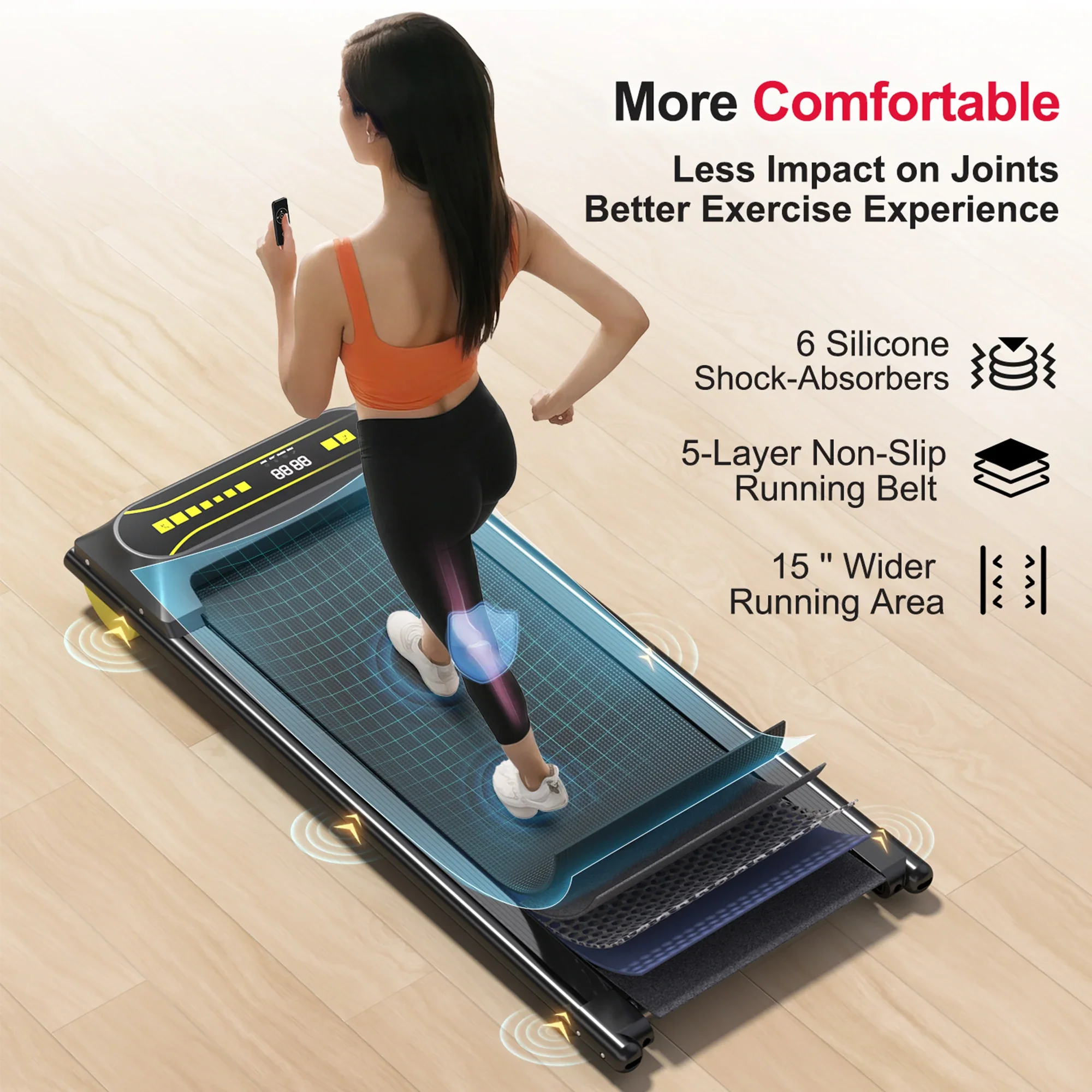 Q22 2-IN-1 Under Desk Treadmill with Dual Shock Absorbing & Remote Control - Image 9