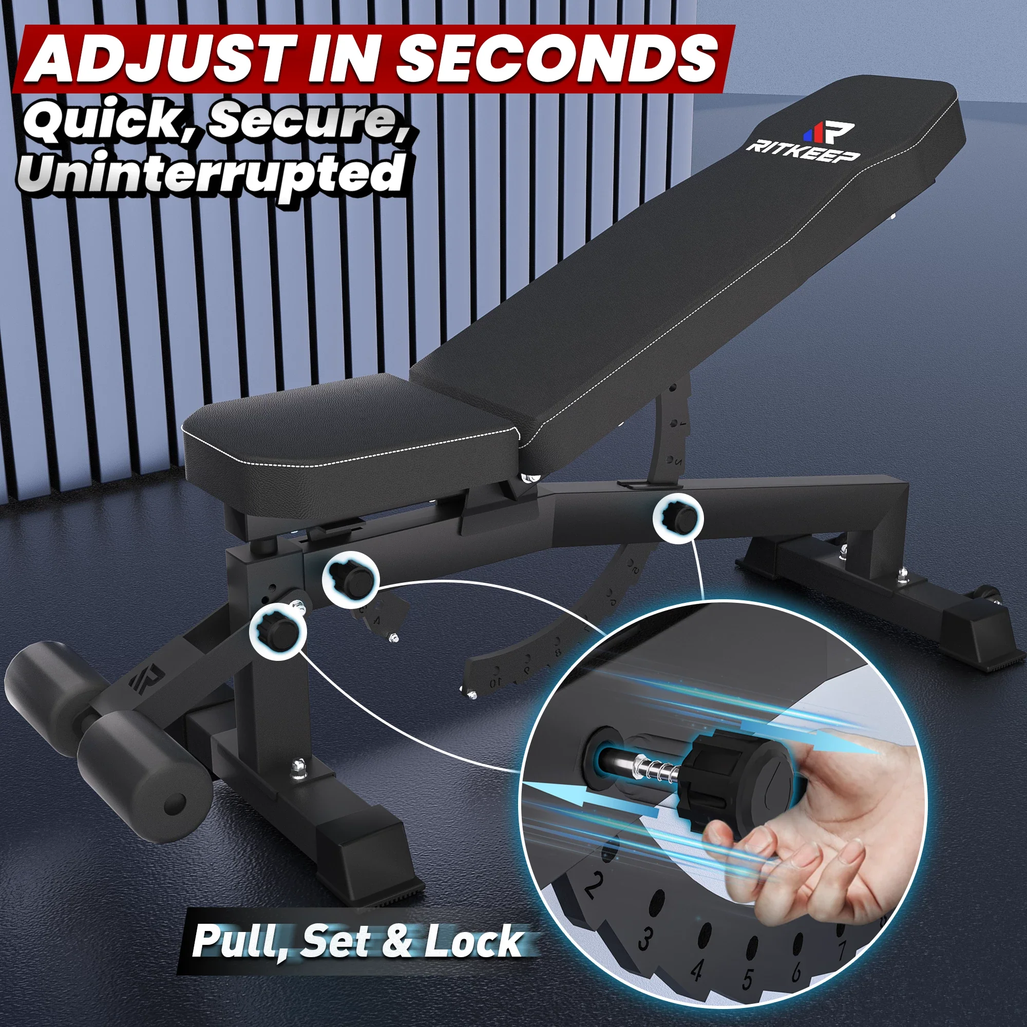 RAB-2000 Adjustable Weight Bench With Leg Attachment - Image 7