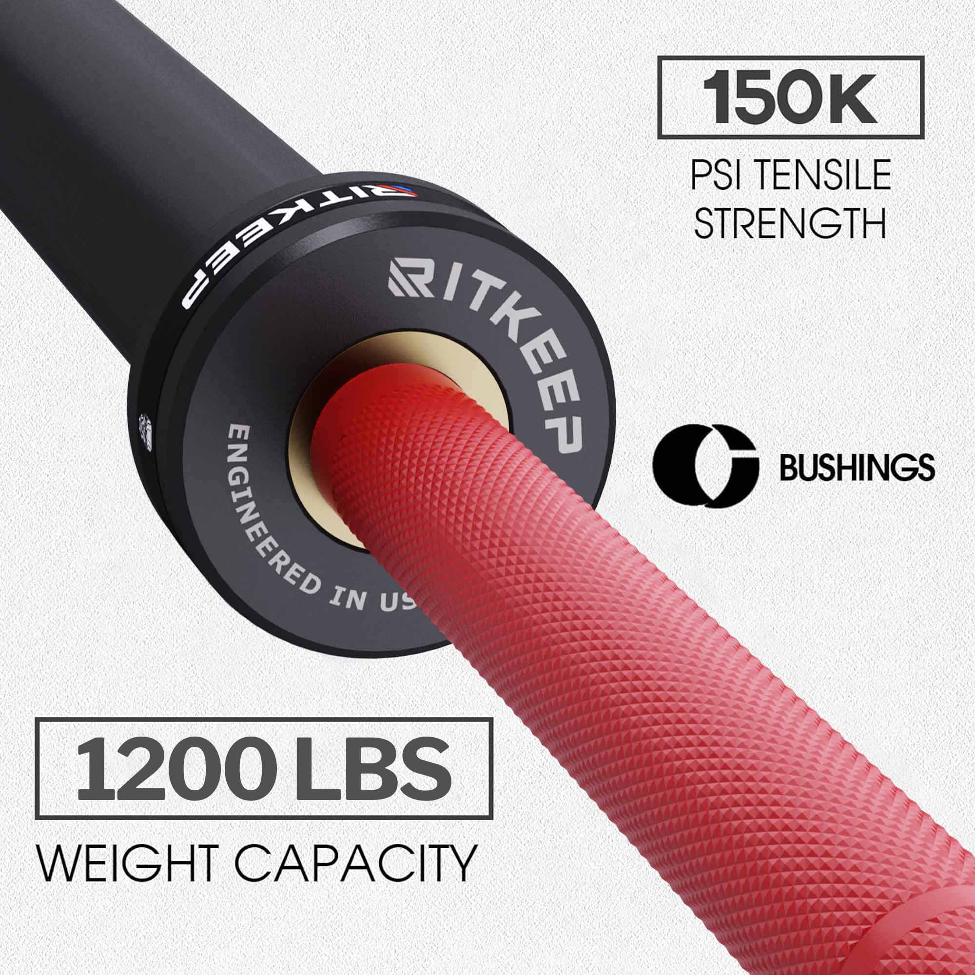 RitKeep 7FT 1200 LB Capacity Olympic Barbell - Image 5