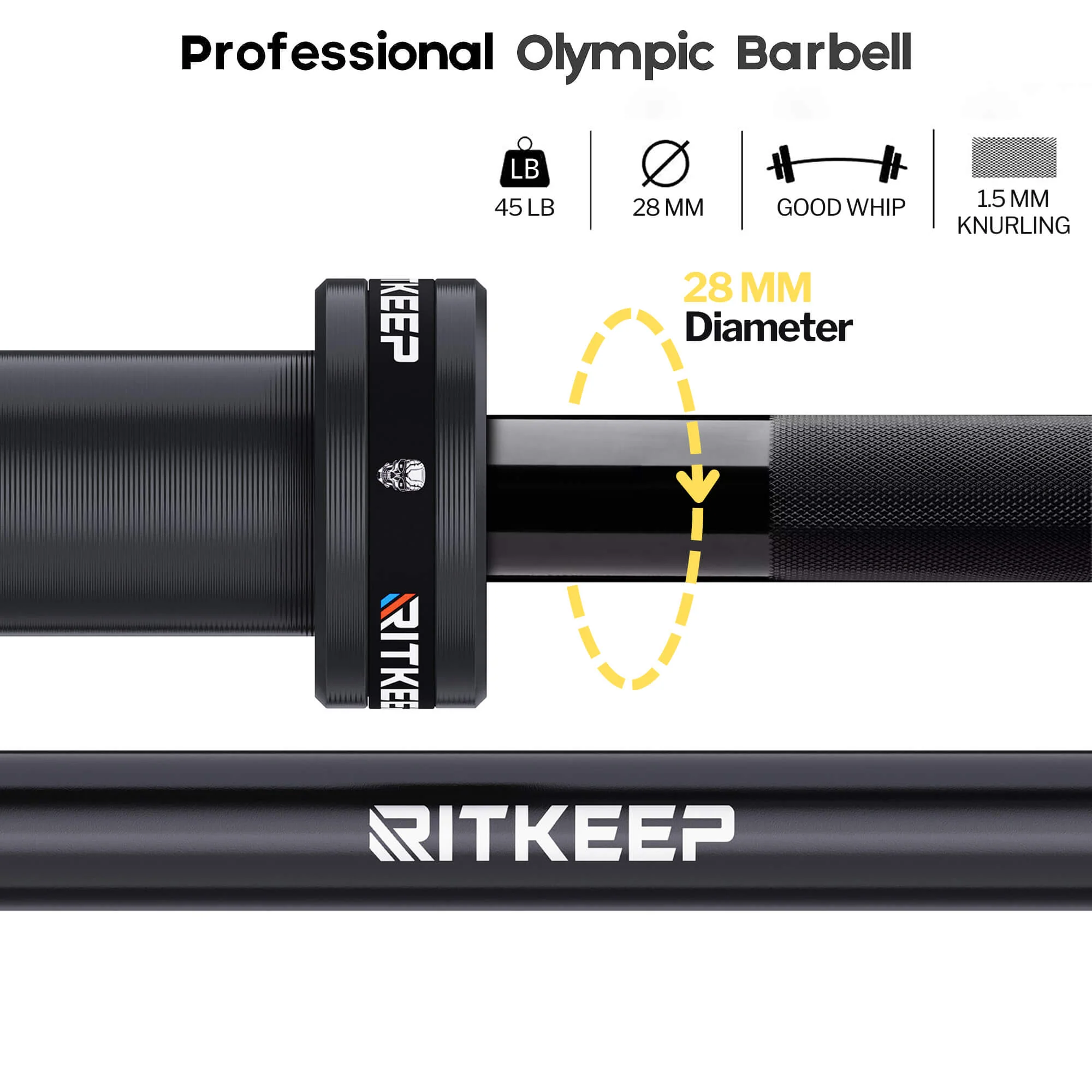 RitKeep 7FT 1200 LB Capacity Olympic Barbell - Image 6