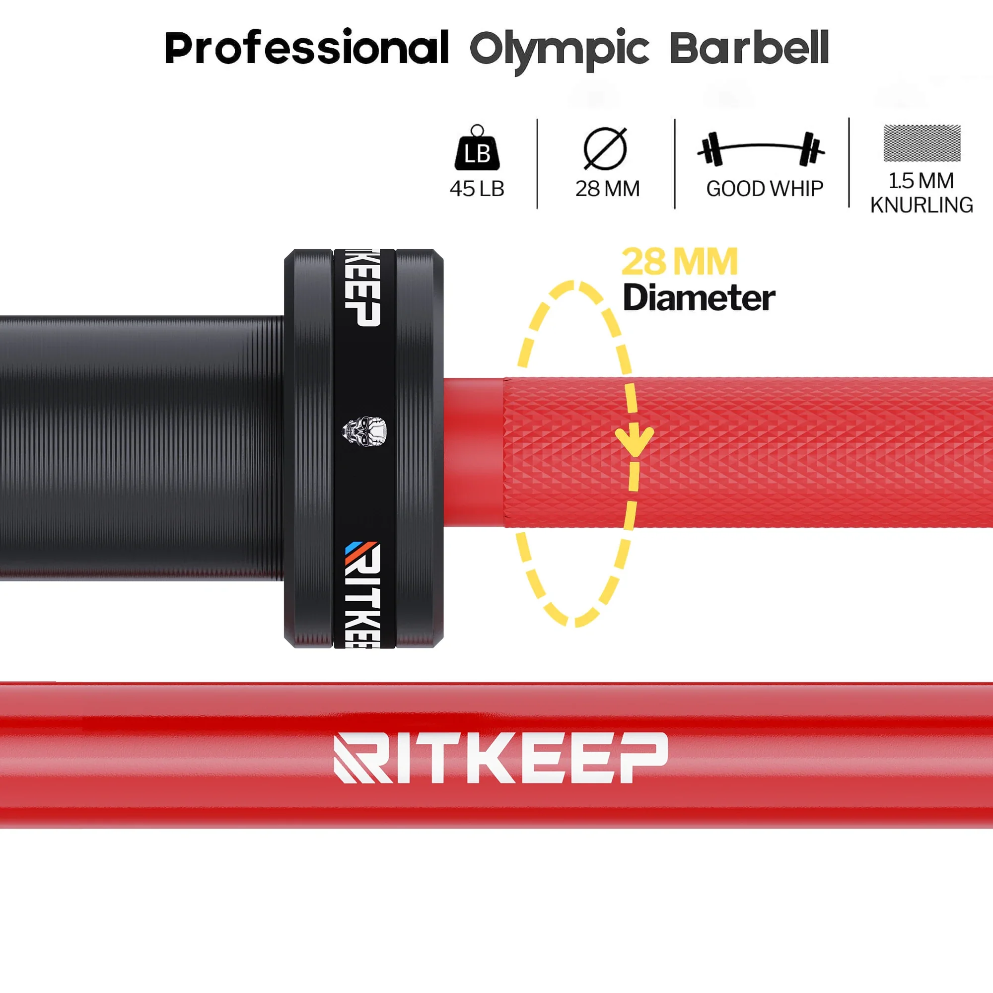 RitKeep 7FT 700 LB Capacity Olympic Barbell - Image 5