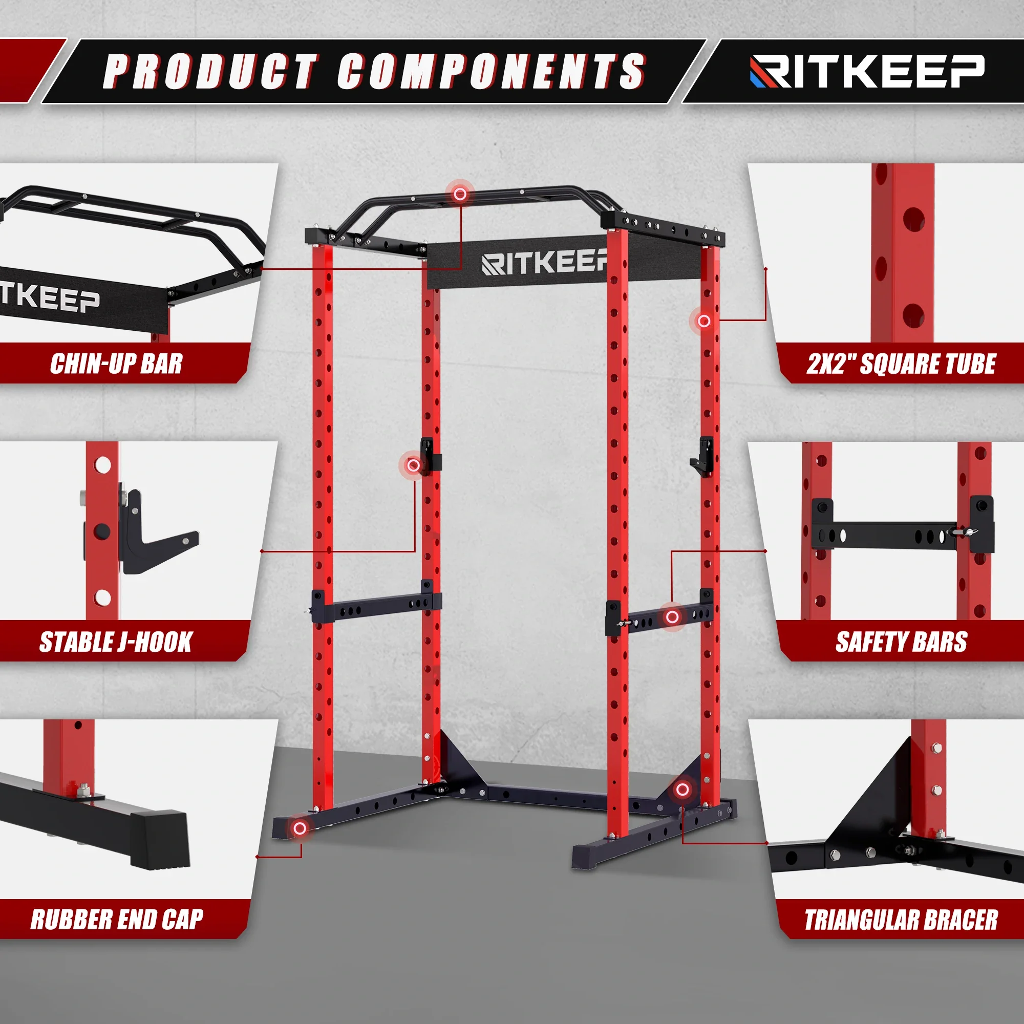 RMAX-2250 Home Gym Squat Power Rack - Image 18