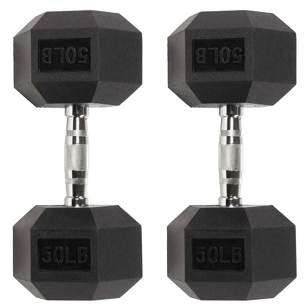 Six-sided Rubber Coated Hex Dumbbell Sets - Image 10