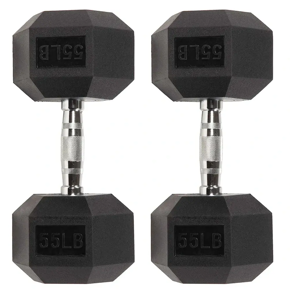 Six-sided Rubber Coated Hex Dumbbell Sets - Image 11