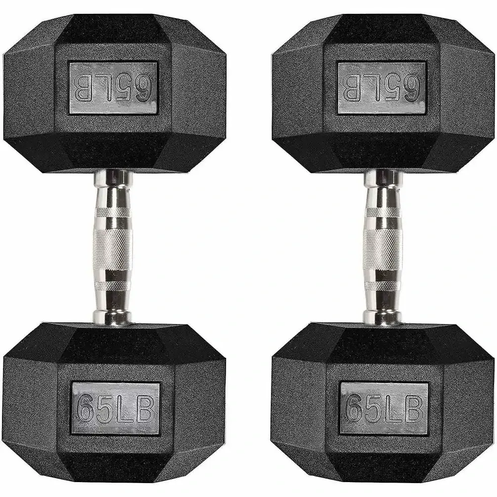 Six-sided Rubber Coated Hex Dumbbell Sets - Image 13