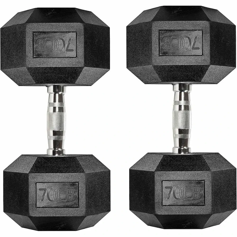 Six-sided Rubber Coated Hex Dumbbell Sets - Image 14