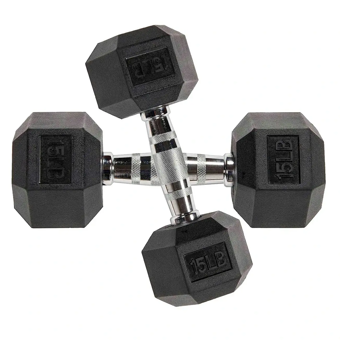 Six-sided Rubber Coated Hex Dumbbell Sets - Image 16