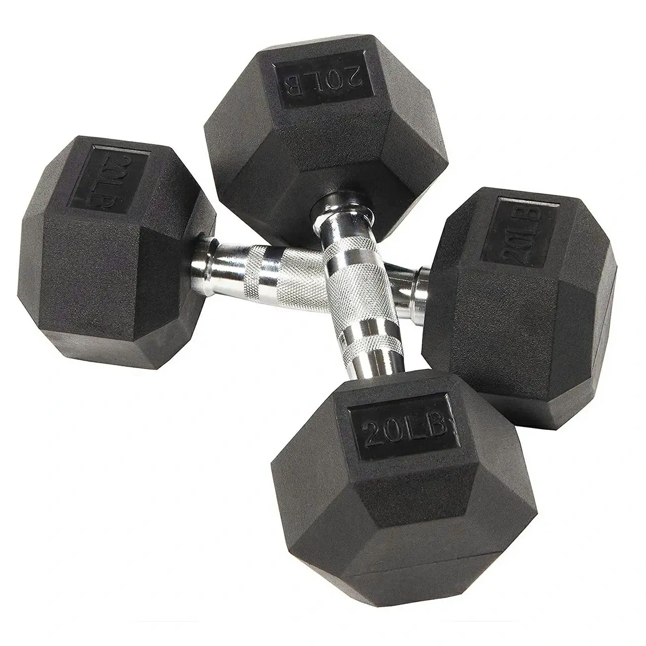 Six-sided Rubber Coated Hex Dumbbell Sets - Image 17