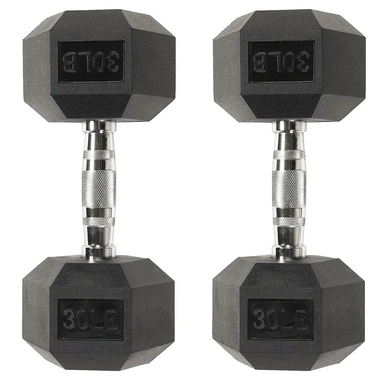 Six-sided Rubber Coated Hex Dumbbell Sets - Image 6