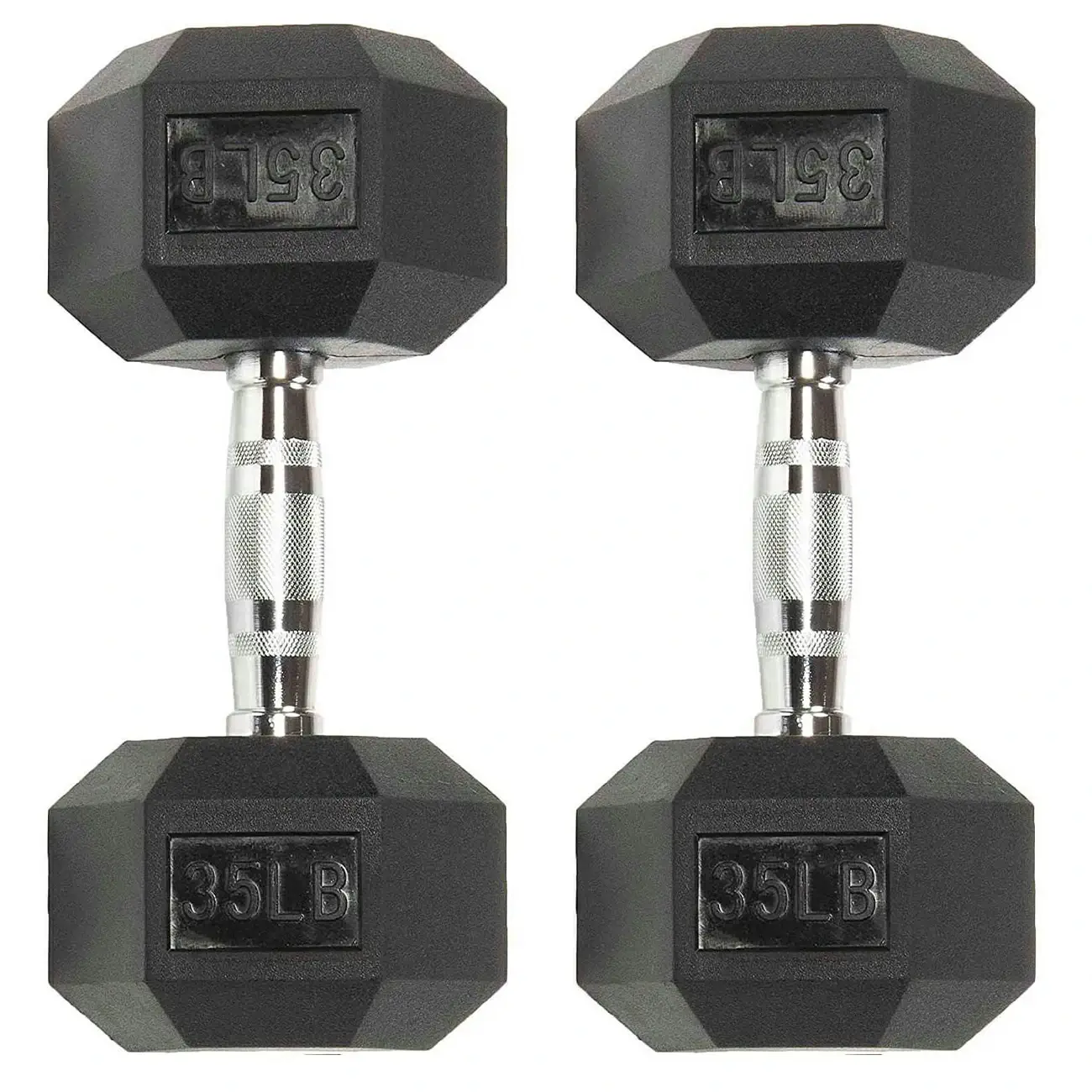 Six-sided Rubber Coated Hex Dumbbell Sets - Image 7
