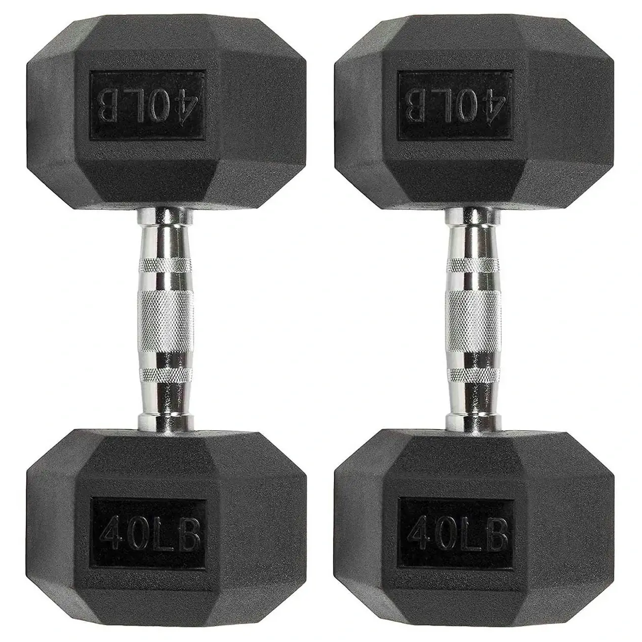 Six-sided Rubber Coated Hex Dumbbell Sets - Image 8
