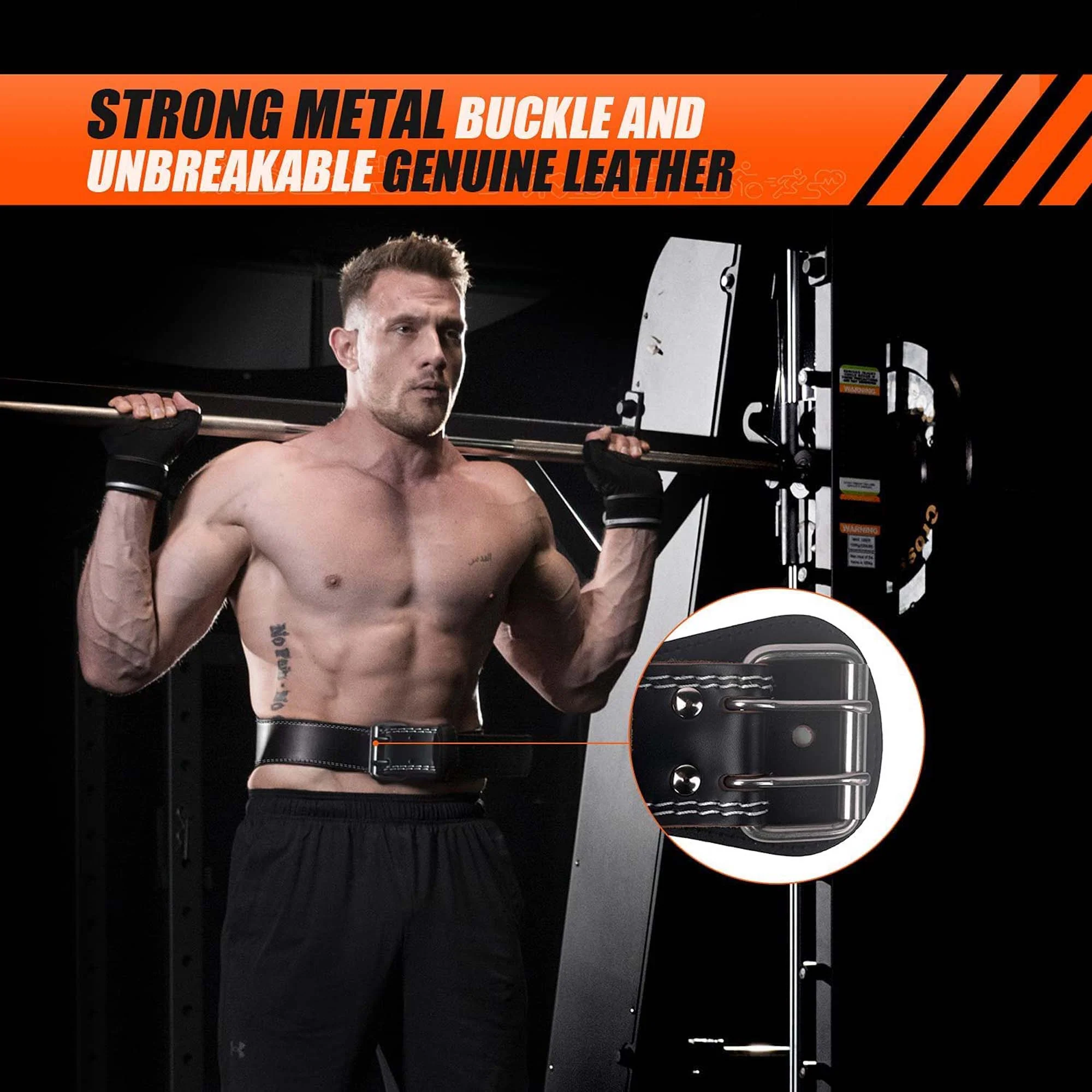 10mm Leather Double Prong Weightlifting Belt - Image 4