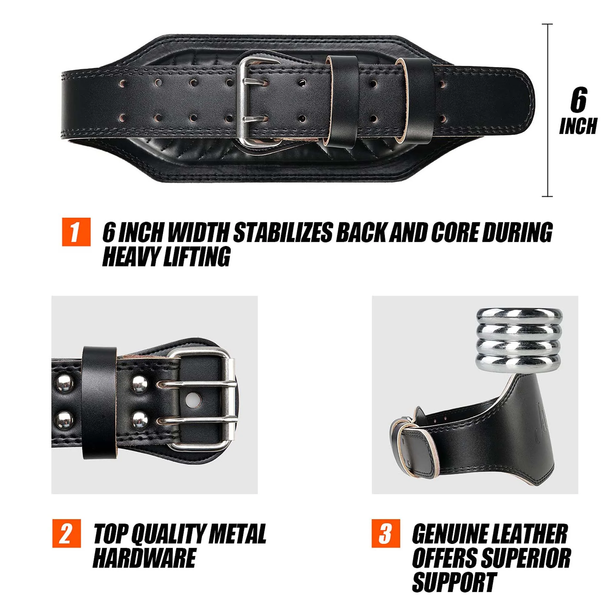 10mm Leather Double Prong Weightlifting Belt - Image 6