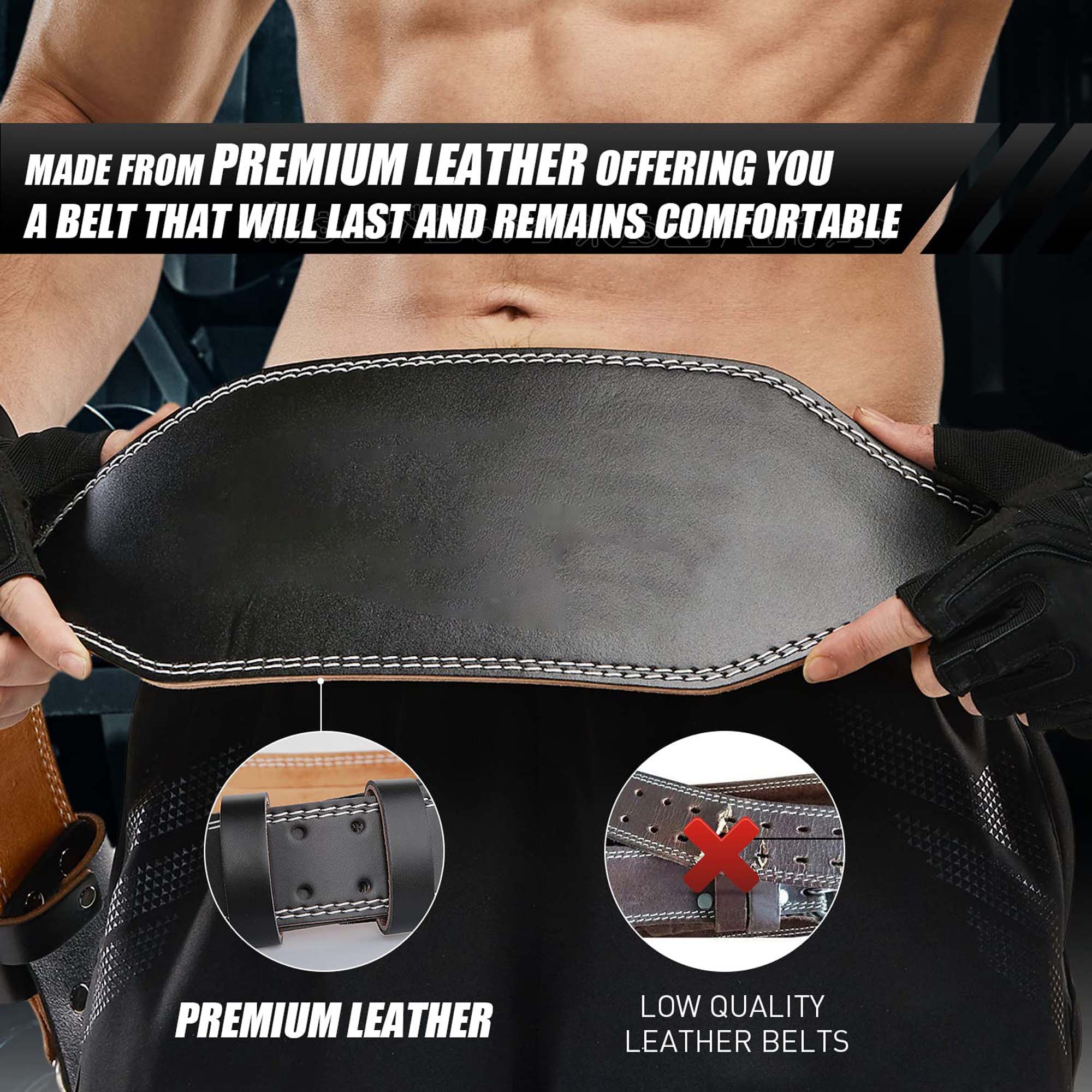 10mm Leather Double Prong Weightlifting Belt - Image 7
